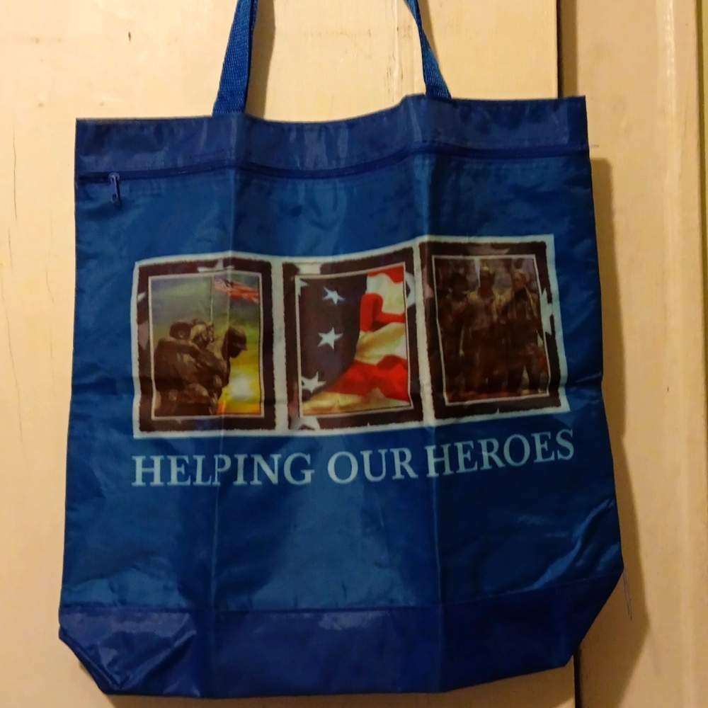 NWOT Helping Our Heroes Tote, Men's, Blue, Heavy Duty Vinyl